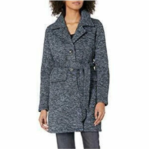 Steve Madden Belted Trench Pea Coat Jacket Sweater Charcoal Heather NWT M